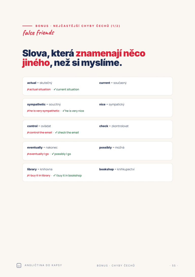 Ukázka bonusu nejčastější chyby Čechů